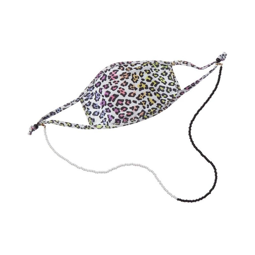 Fallon & Royce Cloth Face Mask & Beaded Chain, Black
